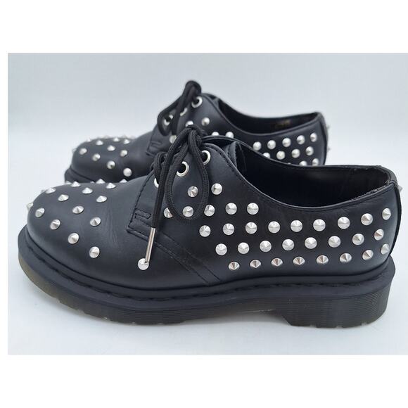 Near Mint Dr. Martens 1461 Stud Wanama Black Leather Oxfords US Men 5 Women 6 - Picture 7 of 16